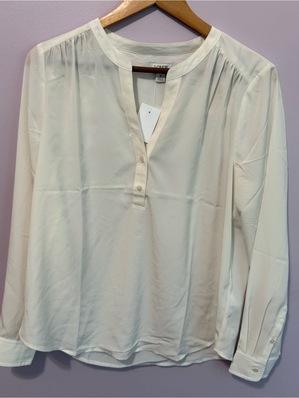 J. Crew Cream Off-White Henley-Style Long-Sleeve Blouse Size Small NWT